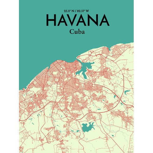 Havana Town Map Image Artwork Print Poster inside of picture regarding Printable Map of Havana identify Havana Town Map Picture Artwork Print Poster inside of